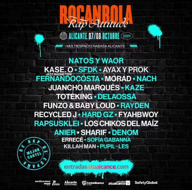 ROCANROLA, el festival con el mejor cartel de rap, se celebrará en Alicante el 7 y 8 de octubre